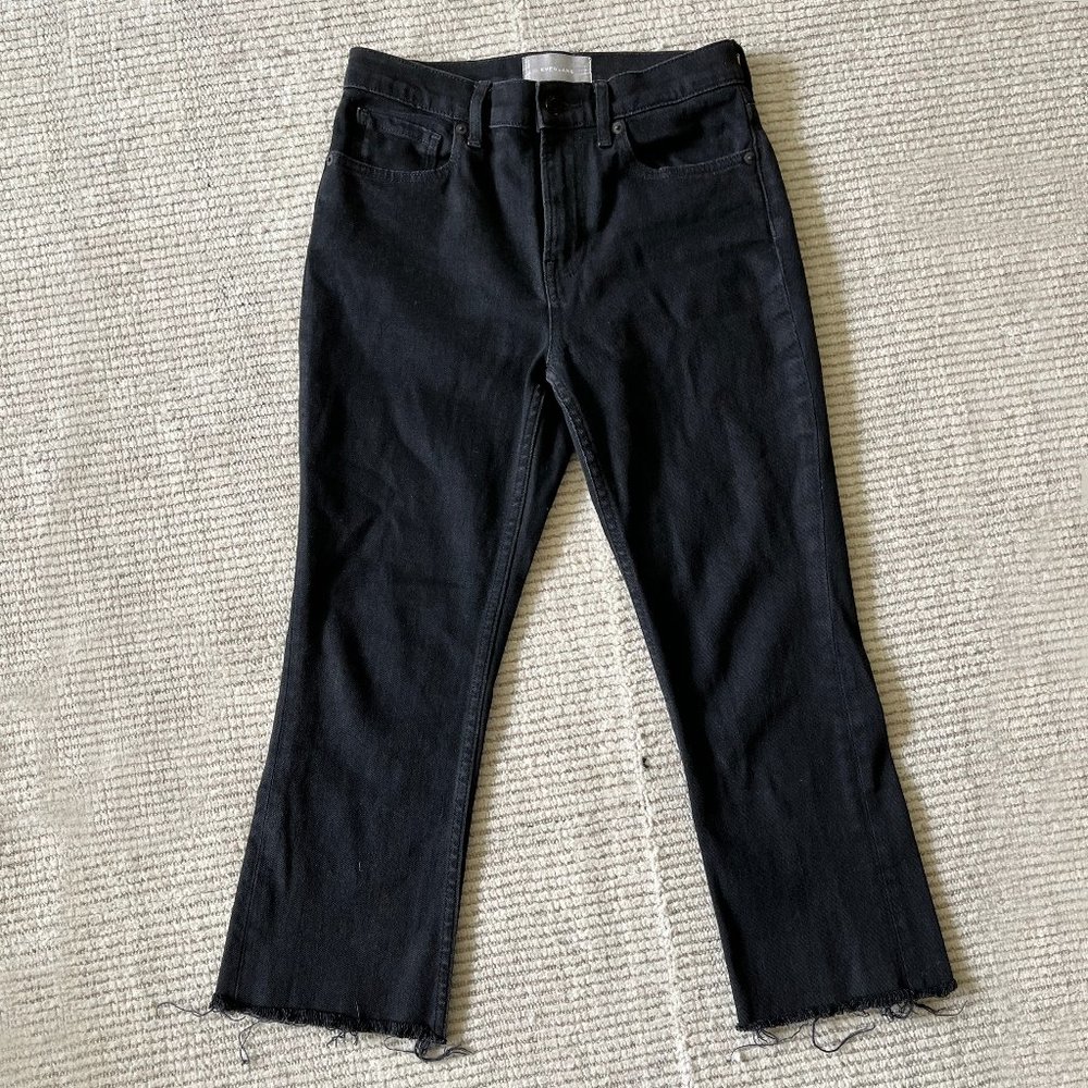 Everlane Women's High Rise Straight Leg 26 Black Wash Raw Hem Frayed X